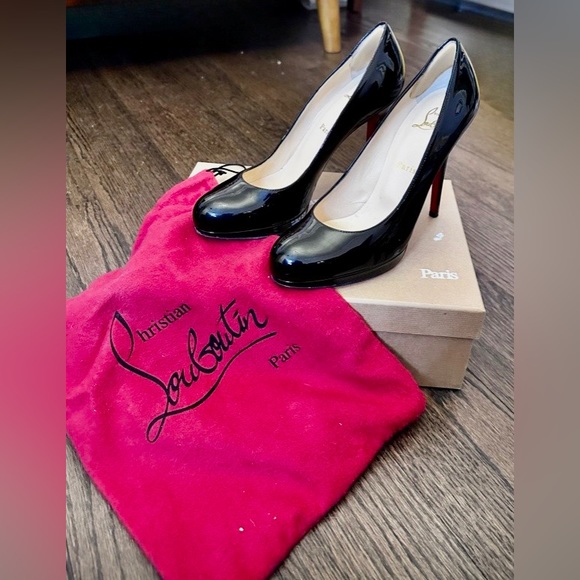 Christian Louboutin Black Patent Leather Simple Pump 120 size 38.5 - Picture 3 of 14